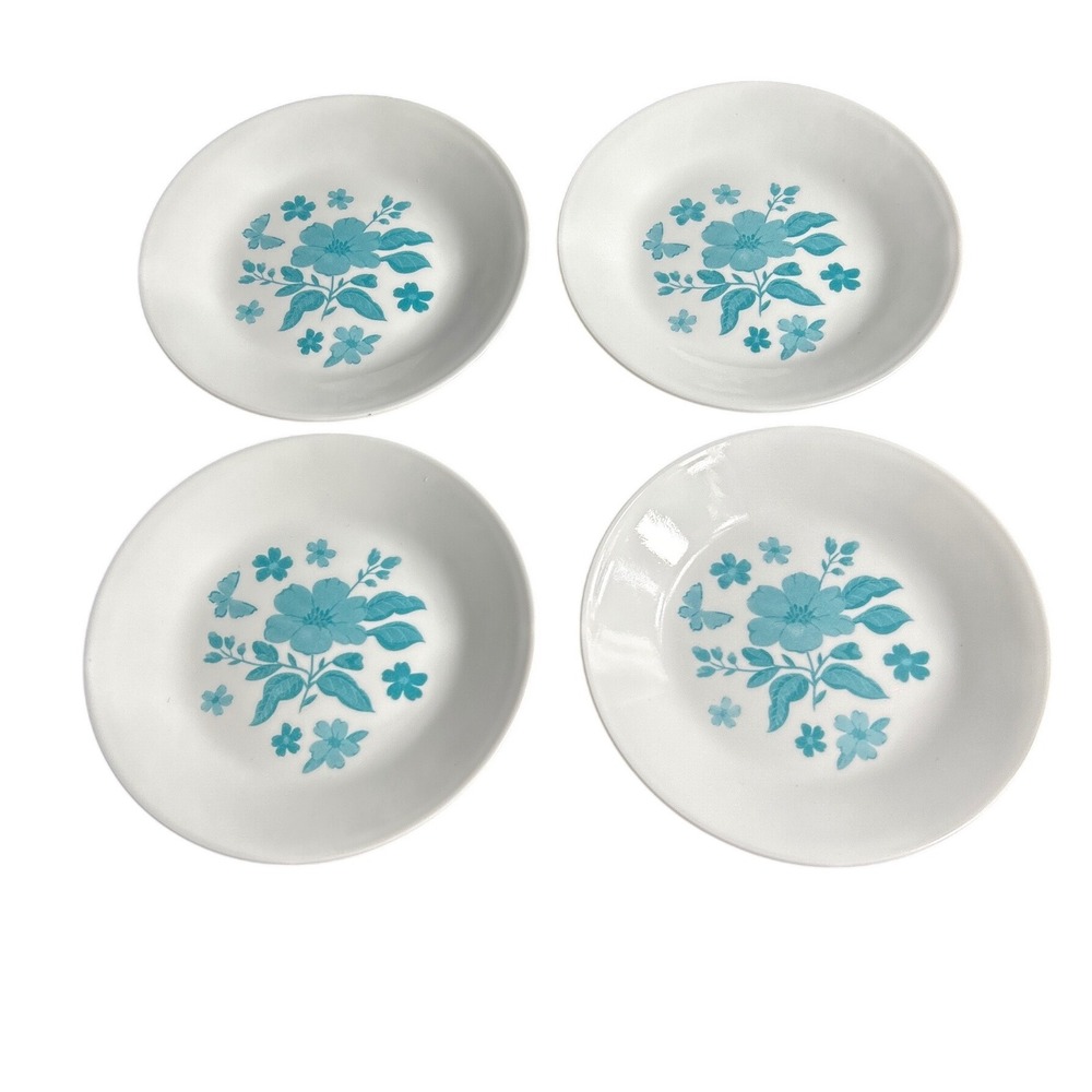 Corelle Pioneer Woman Teal Floral Butterfly‎ Set of 4 6.75 Inch Appetizer Plates